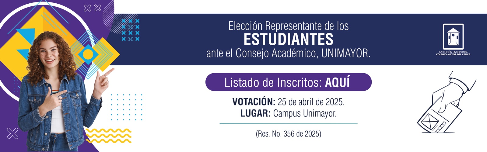 Fase I Banner Elecc Rep. Egre Est ante Cons de la Fac de Arte y Diseño