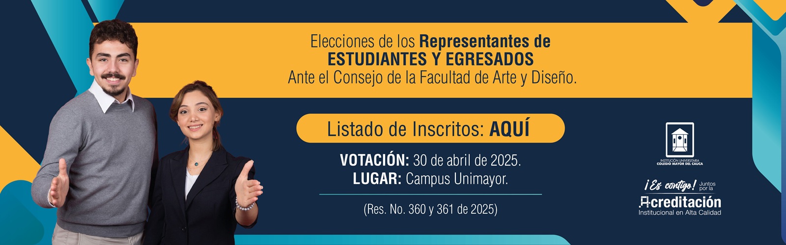 Fase I Banner Elecc Rep. Egre Est ante Cons de la Fac de Arte y Diseño