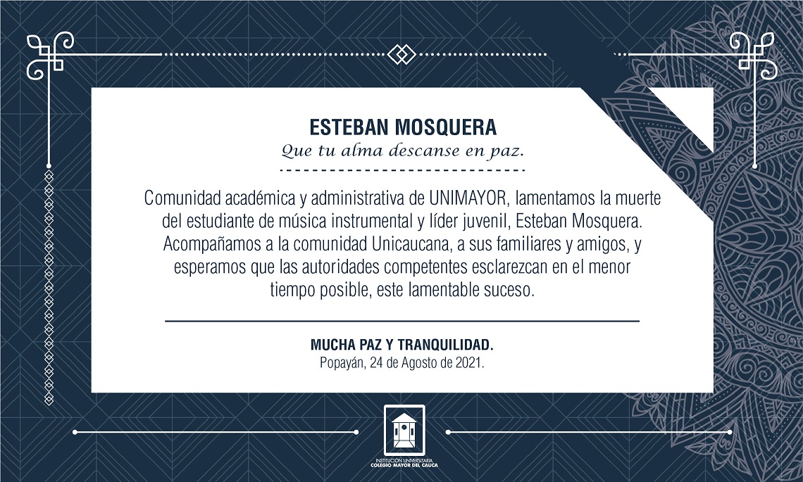 Tarjeta Póstuma Esteban Mosquera QEPD