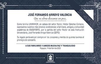 Mensaje Institucional por fallecimiento del Rector de ENDEPORTE, José Fernando Arroyo Valencia (QEPD)