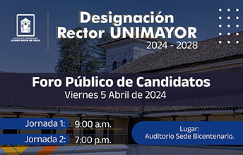 Foro público de candidatos a la rectoría UNIMAYOR 2024 - 2028.