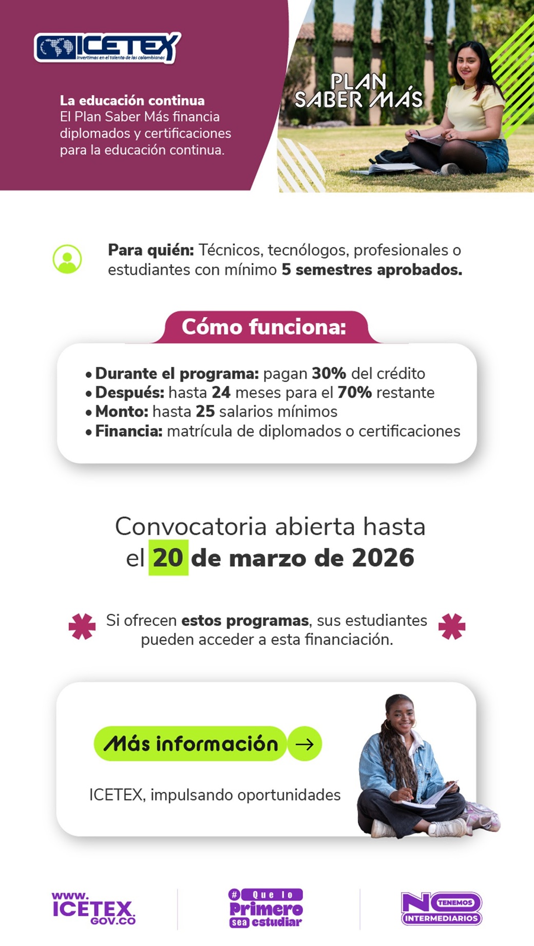 Créditos educativos ICETEX IP 2026